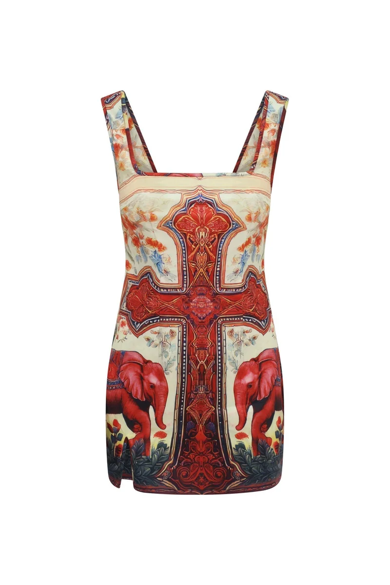Scorpio Rizing  Santa Maria Printed Mini Dress for Women | Best Price UAE
